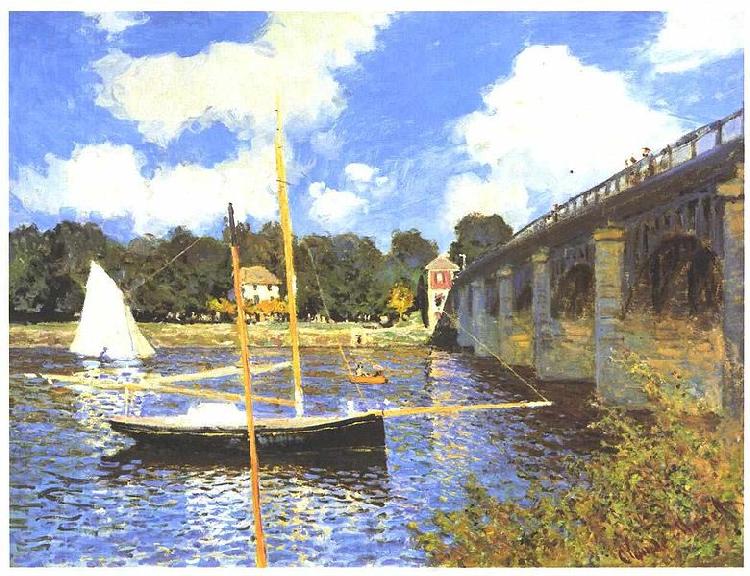 Claude Monet Le Pont routier, Argenteuil Norge oil painting art